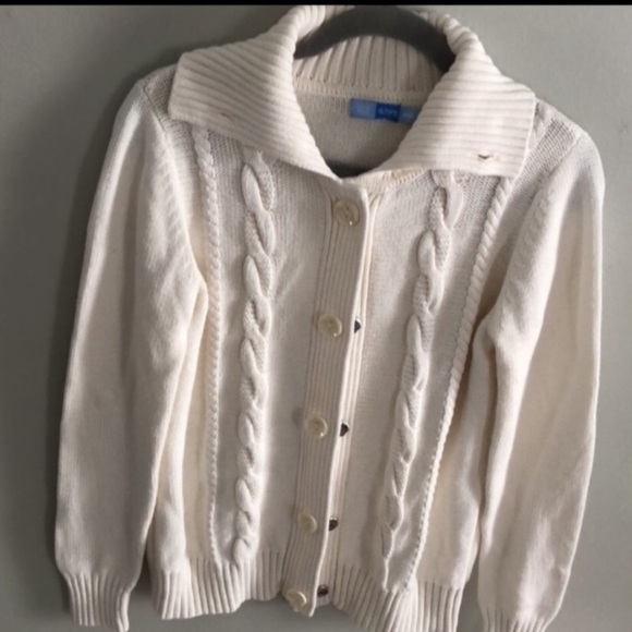 Vintage Cable Knit Cream Soft Cotton Blend Eclectic Grandpa Cardigan Size M - Picture 2 of 10